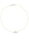 Mini Bas Relief Delicate Pearl Brass Necklace