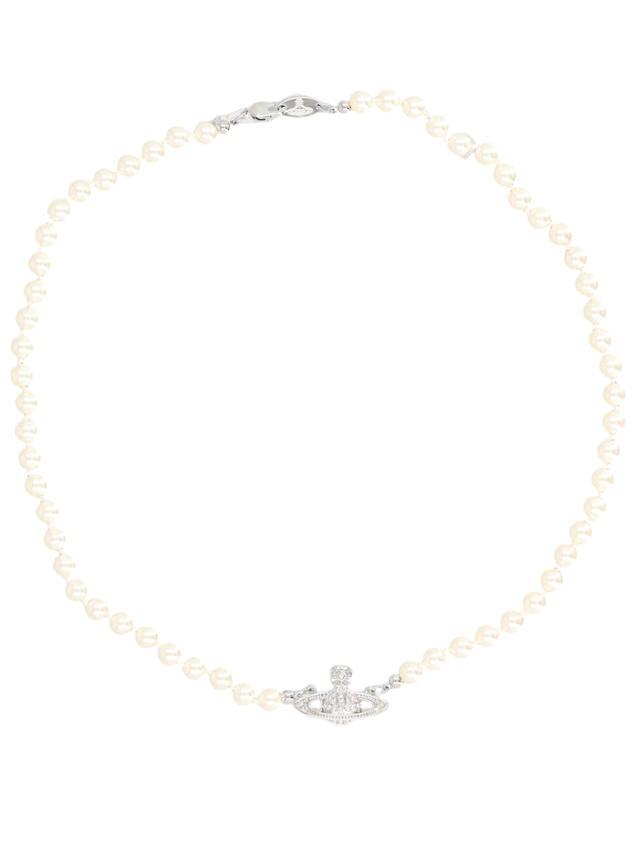 Mini Bas Relief Delicate Pearl Brass Necklace