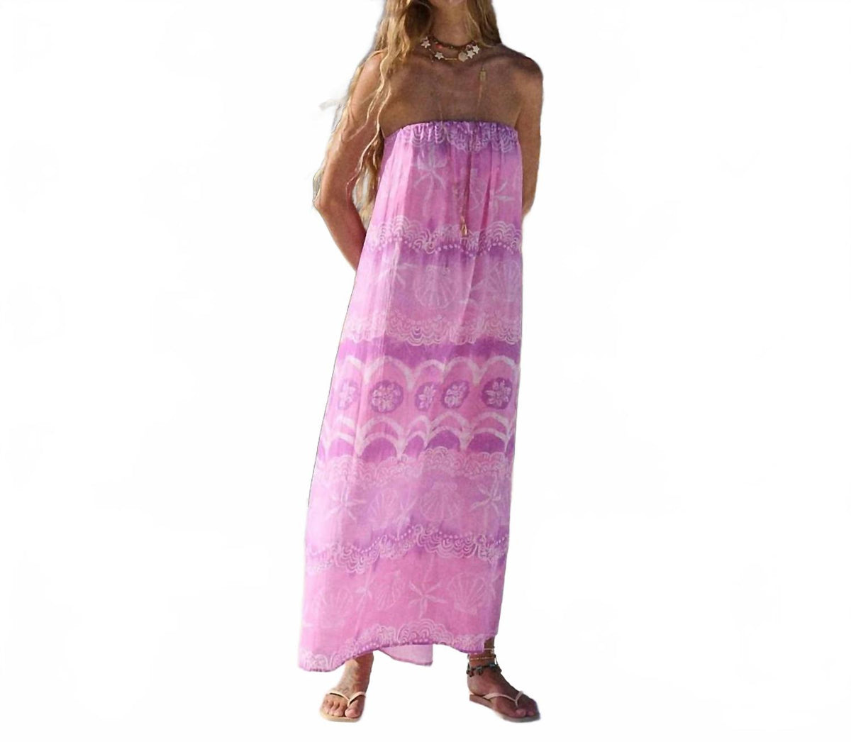 Mermaid Cove Strapless Maxi Dress In Musk