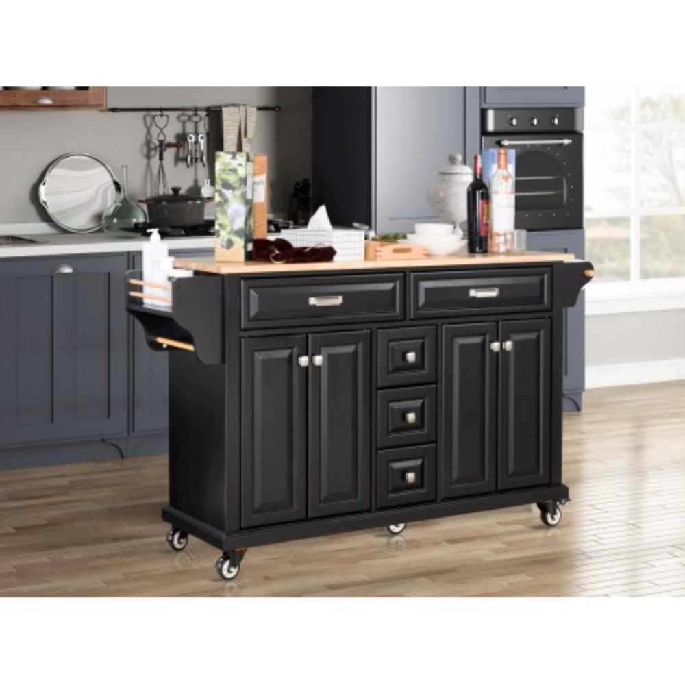 Kitchen Island with Rubberwood Countertop
