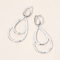 Hammered Metal Layerd Double Open Teardrop Earrings