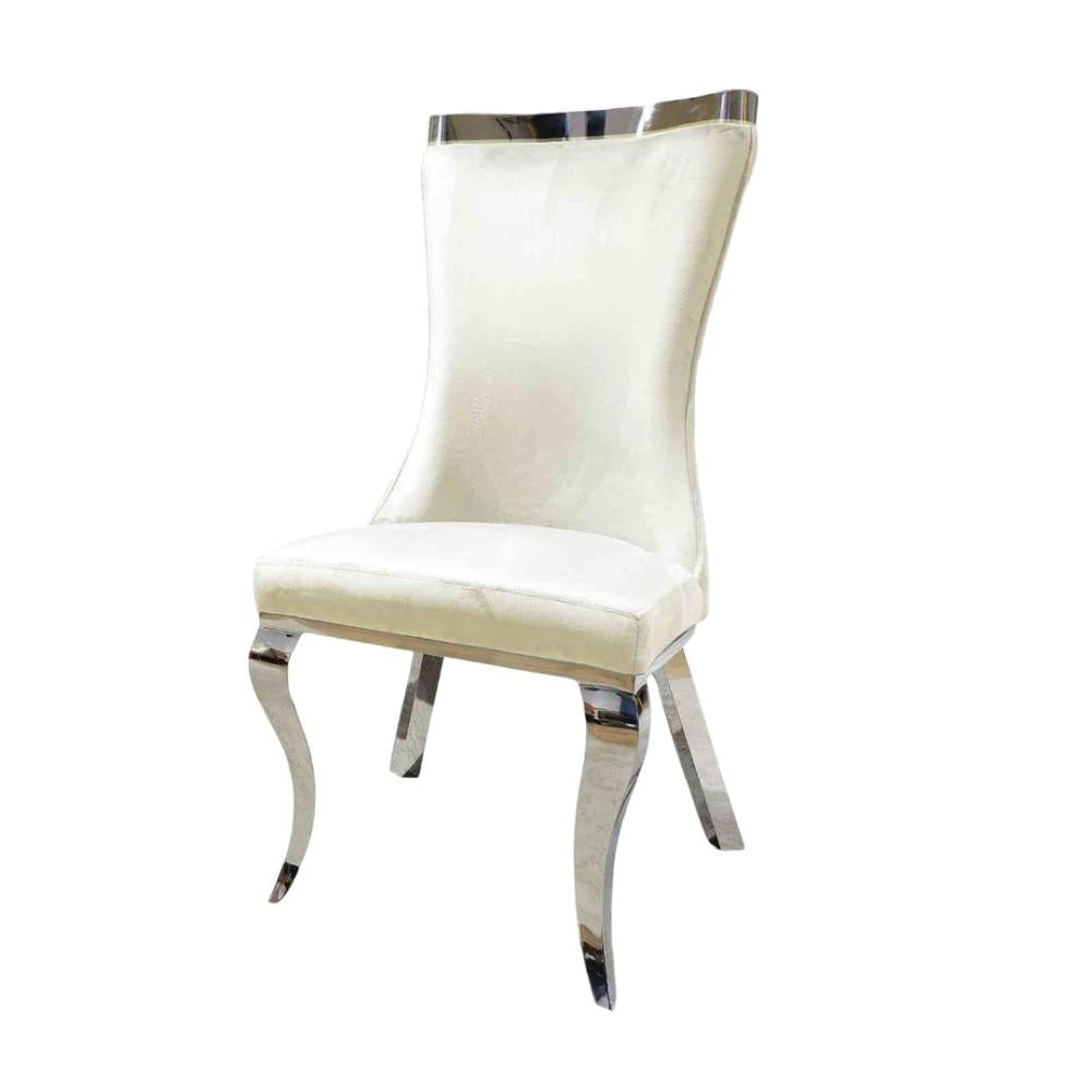 Modern Side Chairs with Decorative Fabric and Metal Legs