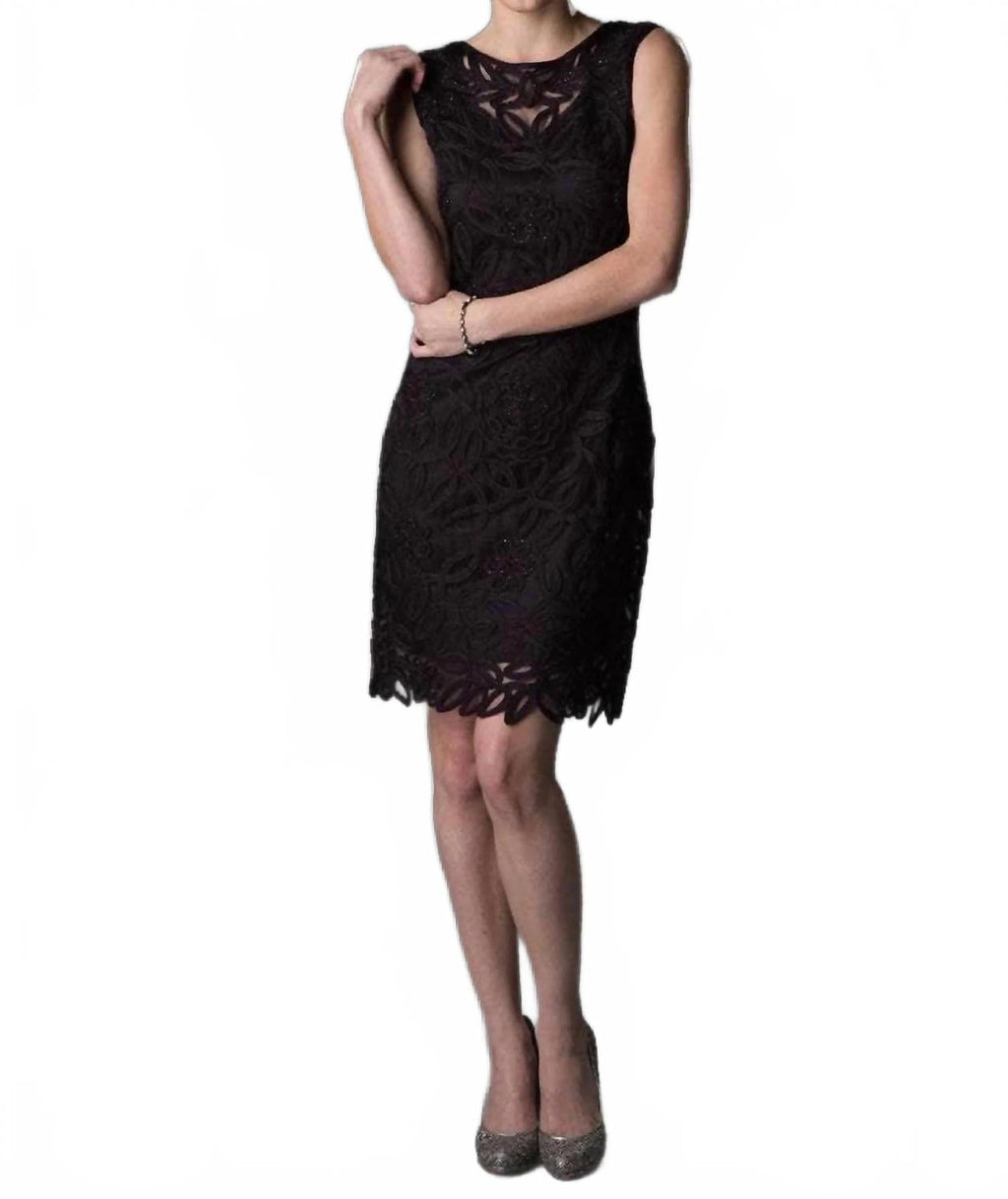 Soutache Lace Illusion Jewel Formal Dress In Black