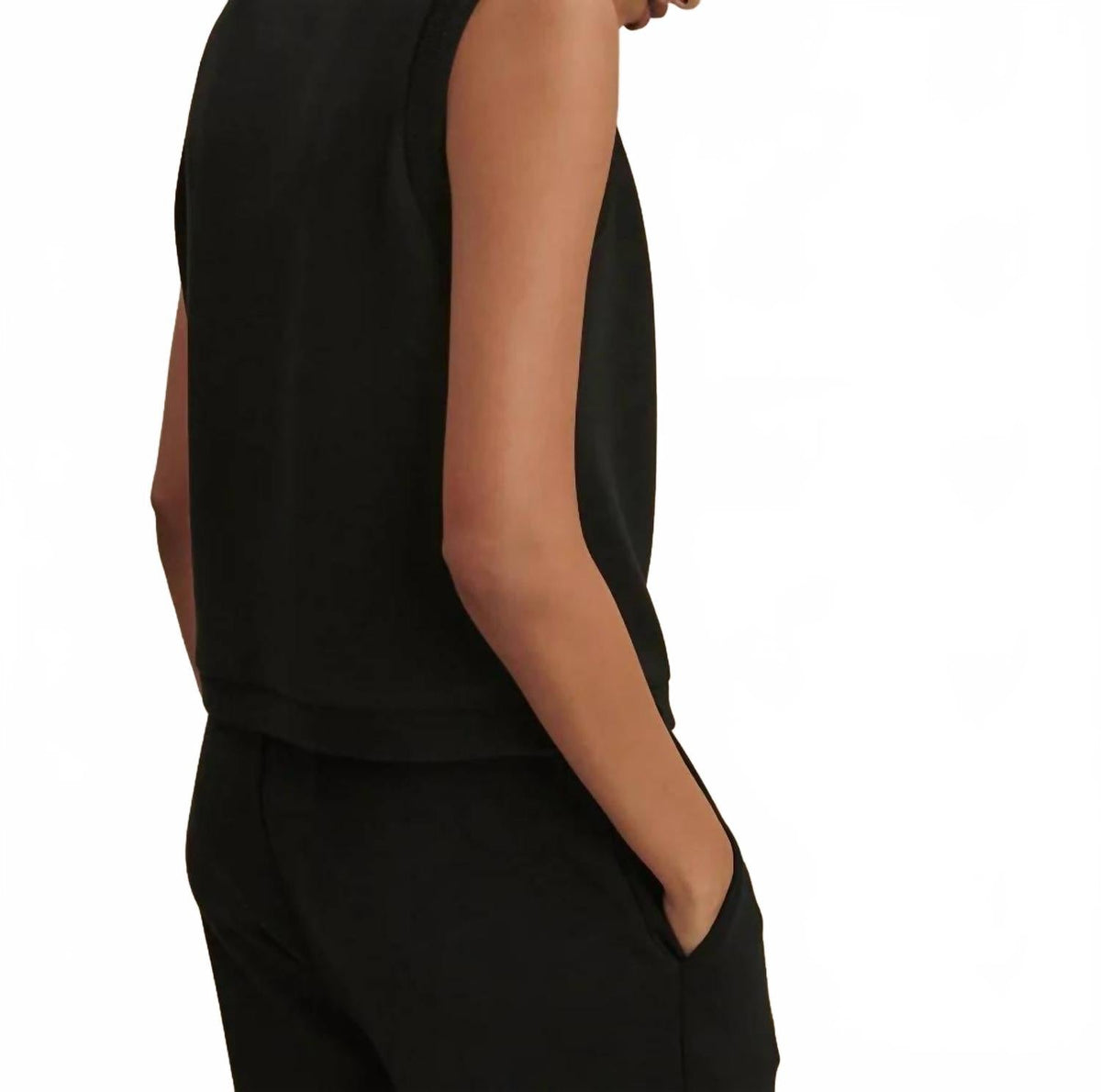 Marla Button Placket Tank In Black