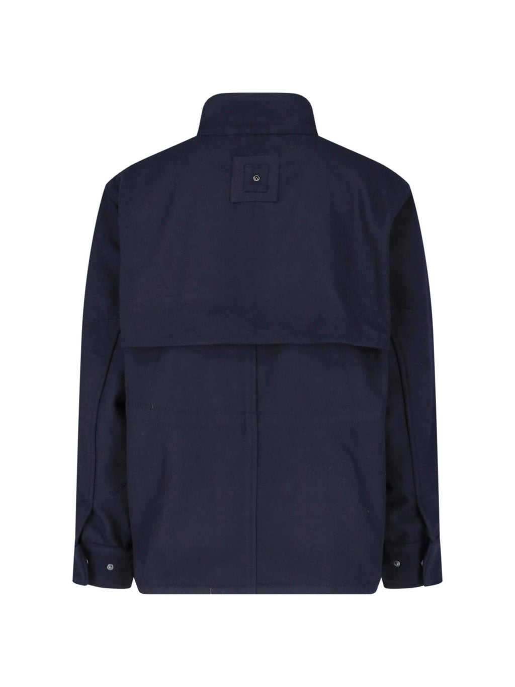 Blue Wool-Blend High Collar Jacket