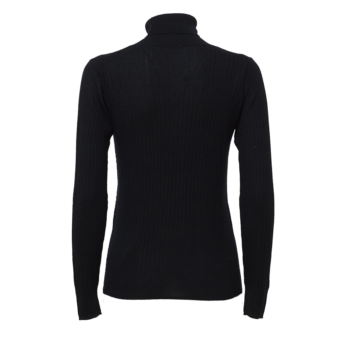 High Neck Ribbed Knit Long-Sleeve Pullover