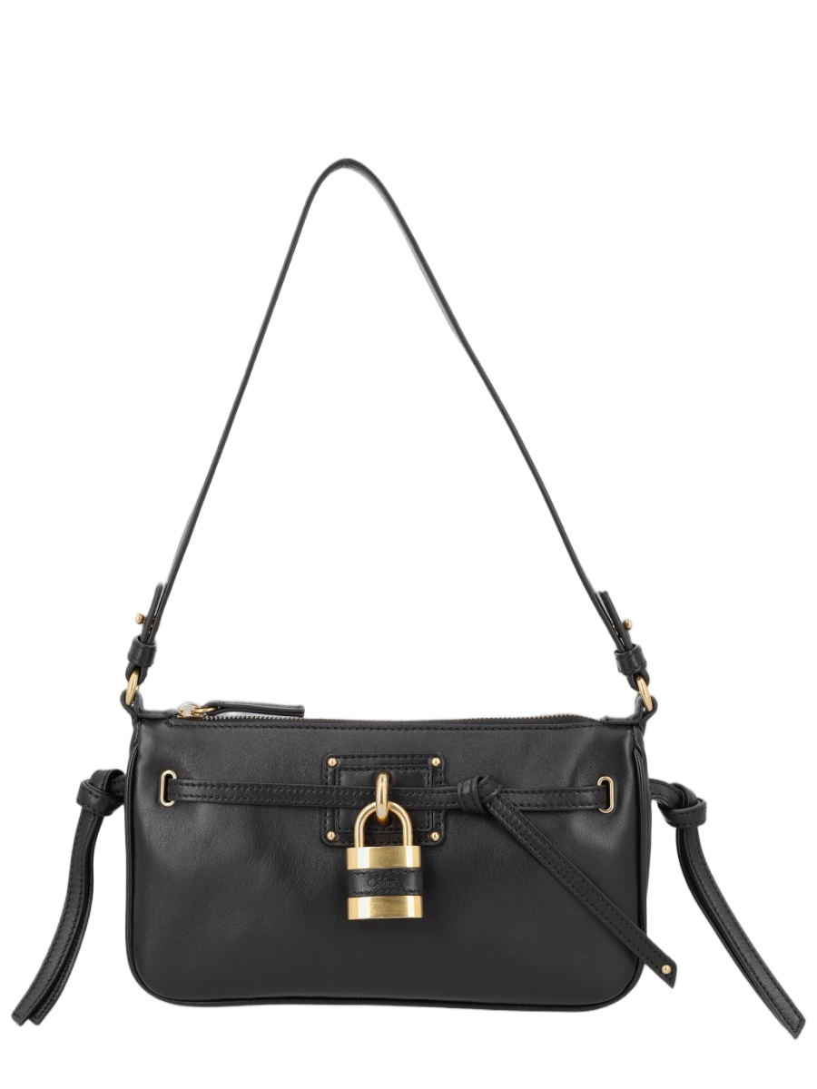Rectangular Black Lamb Leather Shoulder Bag