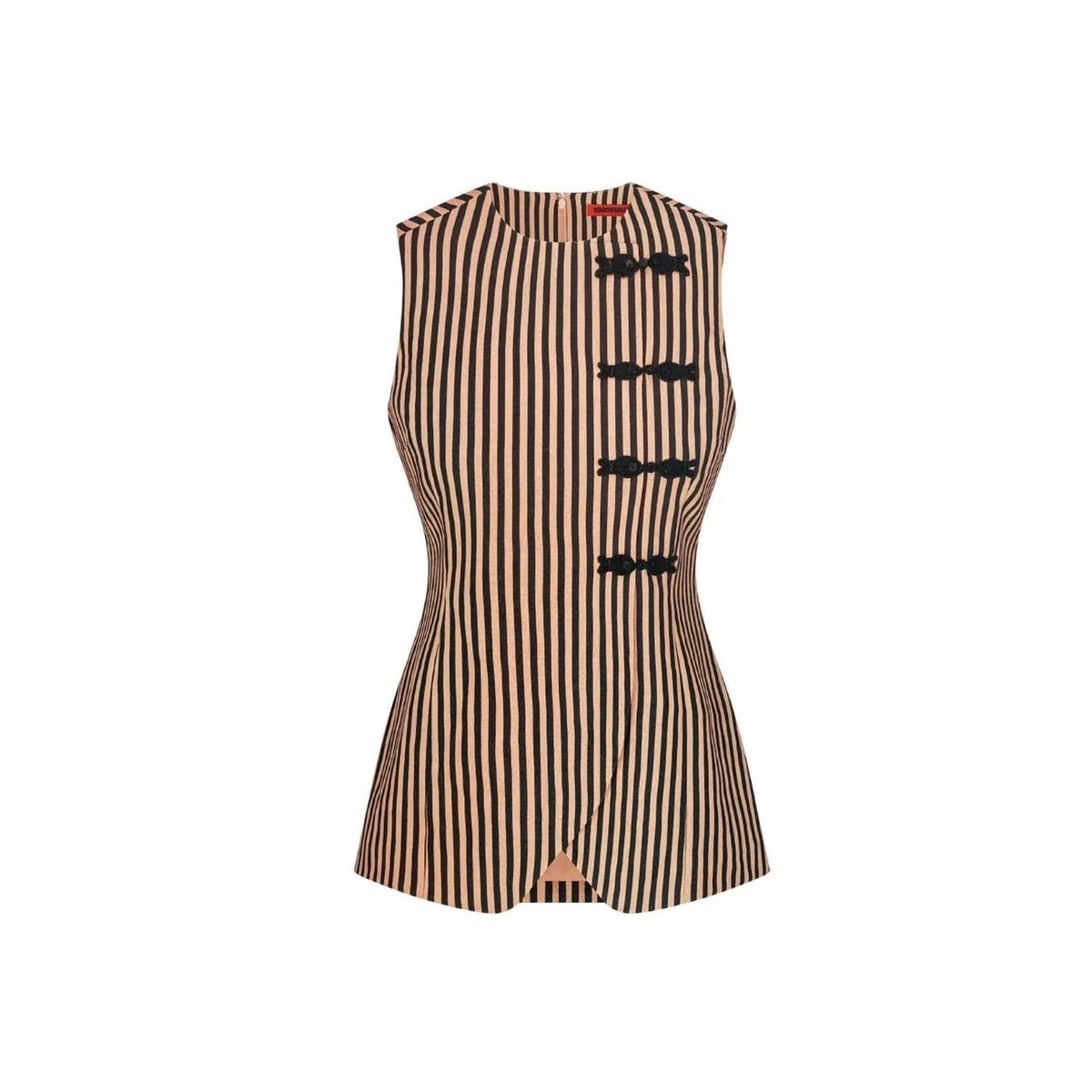 Mavis Linen Top In Black And Tan Stripe