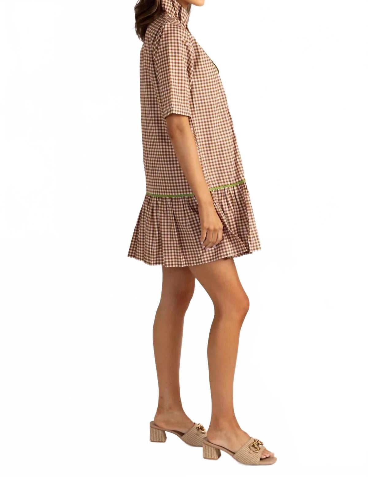 Gingham Mary Dress In Brown