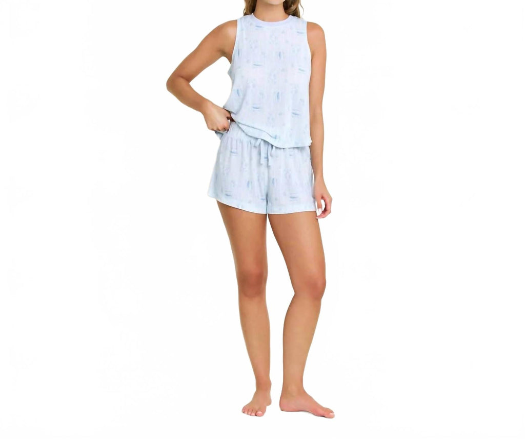 Star Seeker Tank Shortie Set In Saltwater Sonata