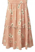 Women's Floral Plaid Babydoll Ruffled Dress In Rust/multi