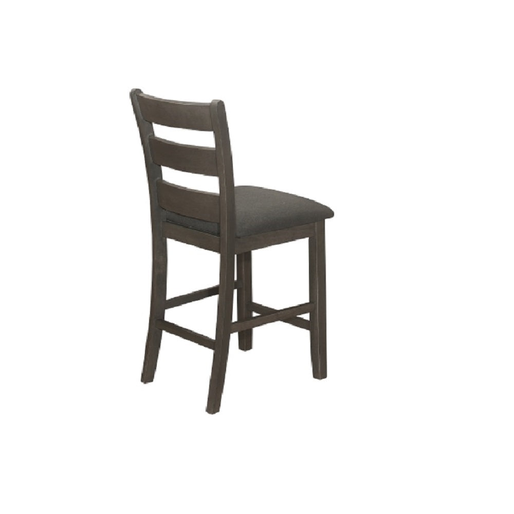 Set of 2 Rubberwood Ladder-Back Counter Chairs