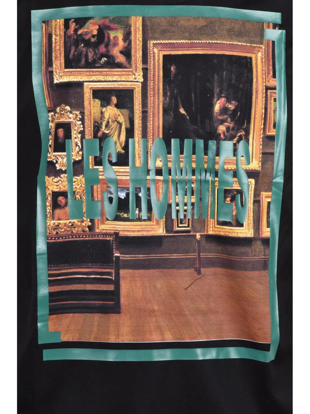 Black Short-Sleeve Gallery Print Cotton T-Shirt