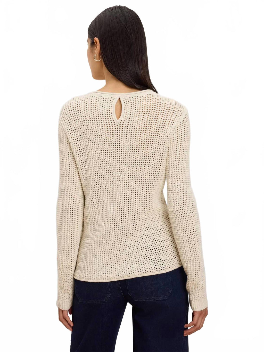 Diamond Stitch Mix Sweater In Coconut