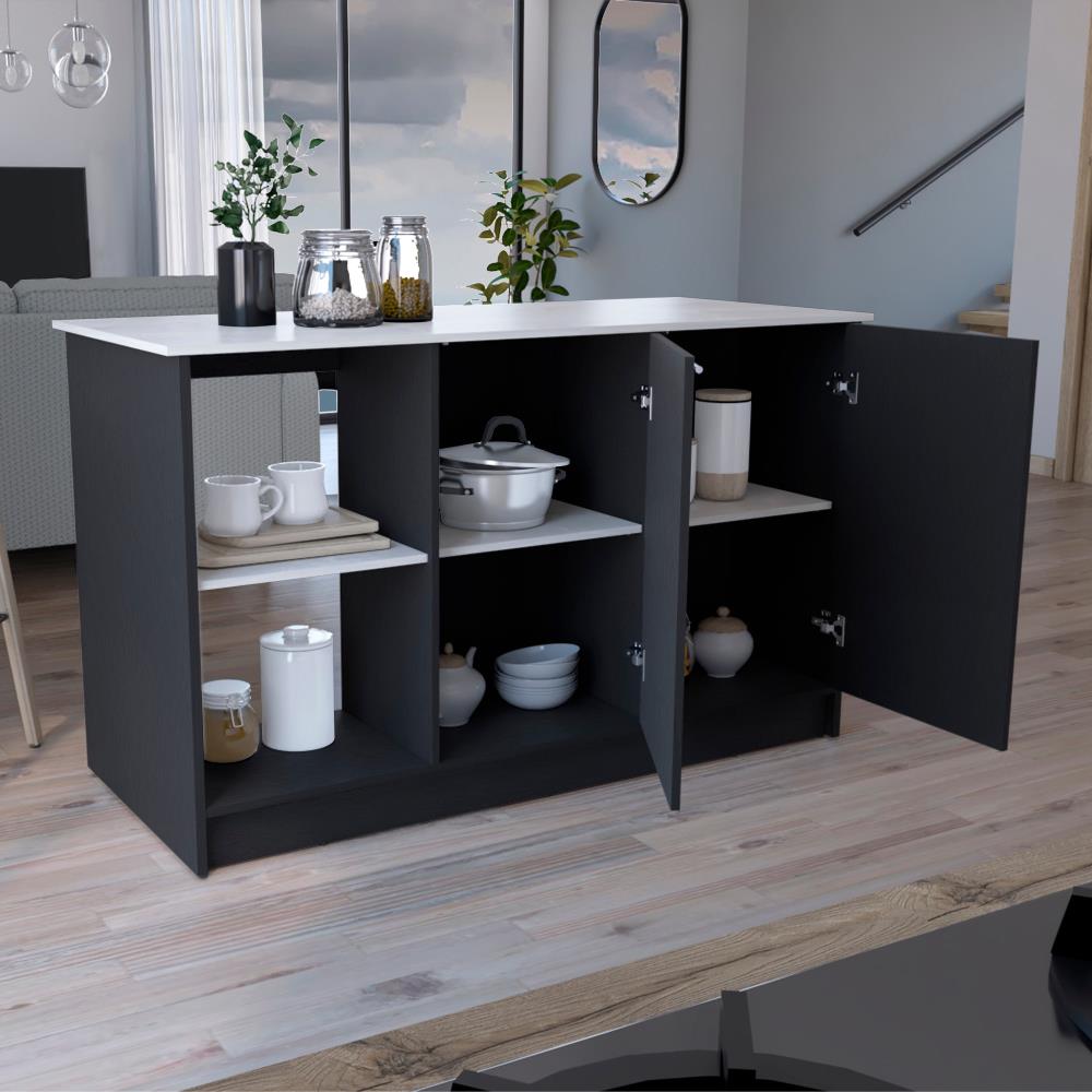 Multipurpose Kitchen Island with Spacious Top and Storage