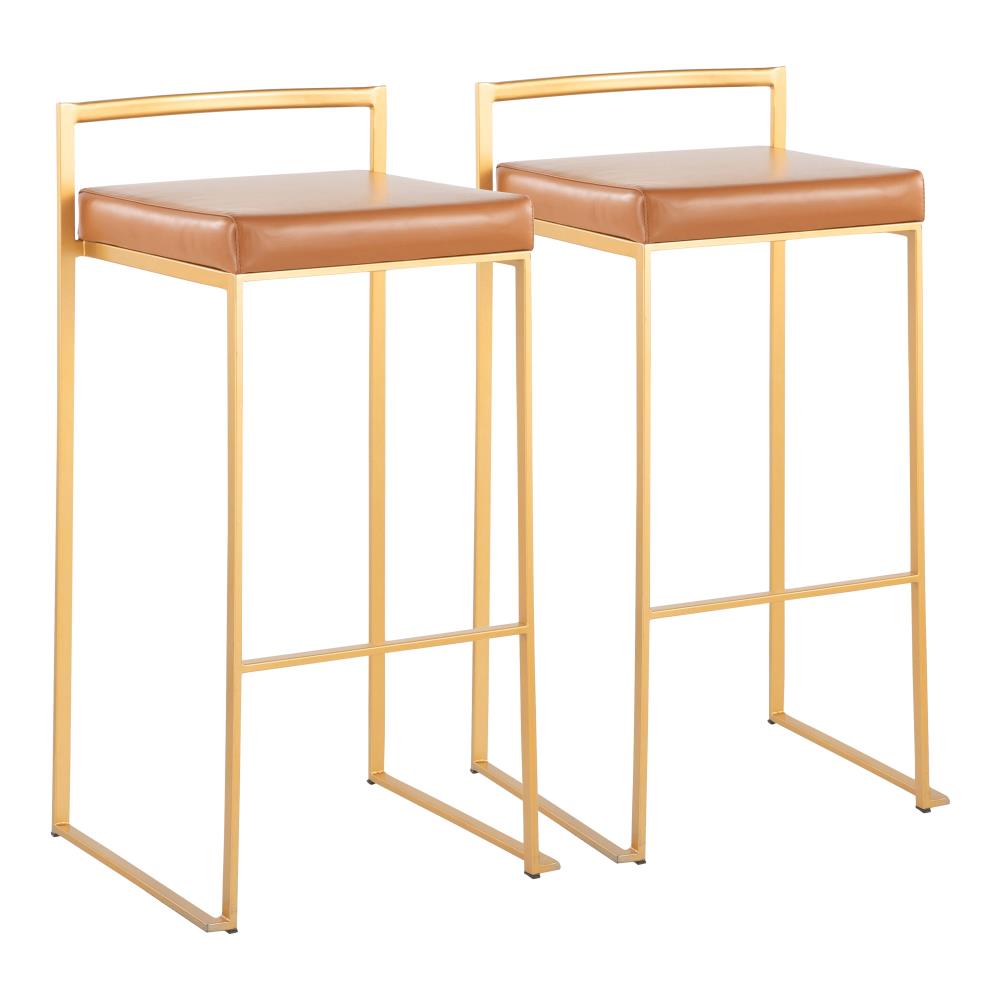 Modern Faux Leather Barstools with Padded Seats