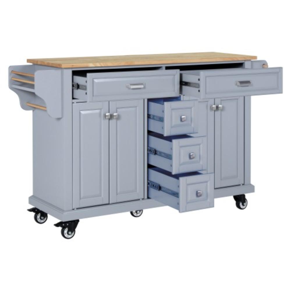 Kitchen Storage Island with Rubberwood Worktop and Five Drawers