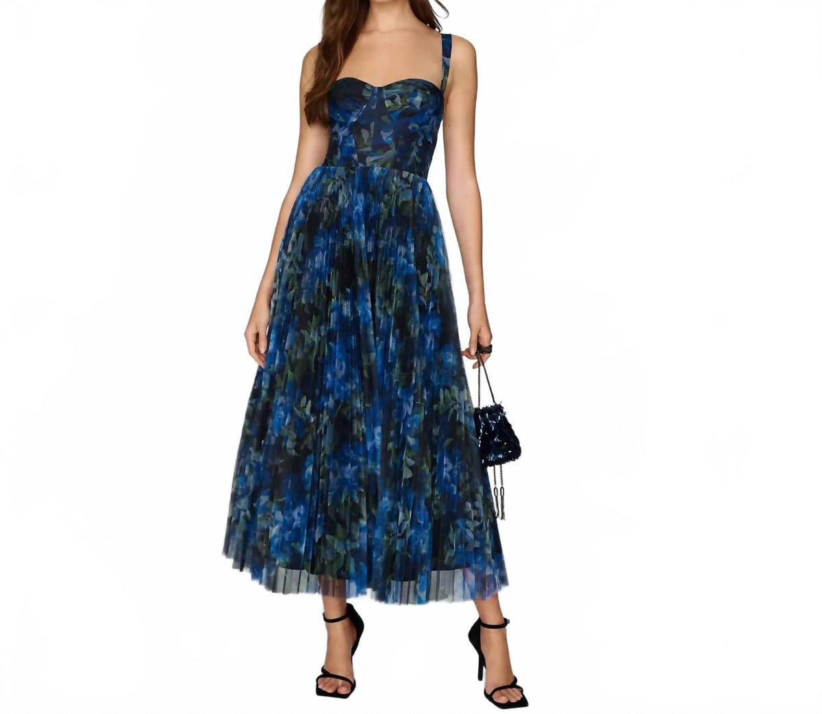 Women's Elsie Sweetheart Maxi Gown In Blue Floral