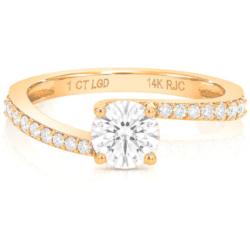 1 cttw Lab Grown Diamond Engagement Ring in 14K Rose Gold For Women