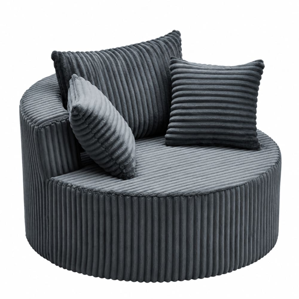 GOODSILO Oversized Round Swivel Accent Chair with Plush Upholstery and Matching Throw Pillows