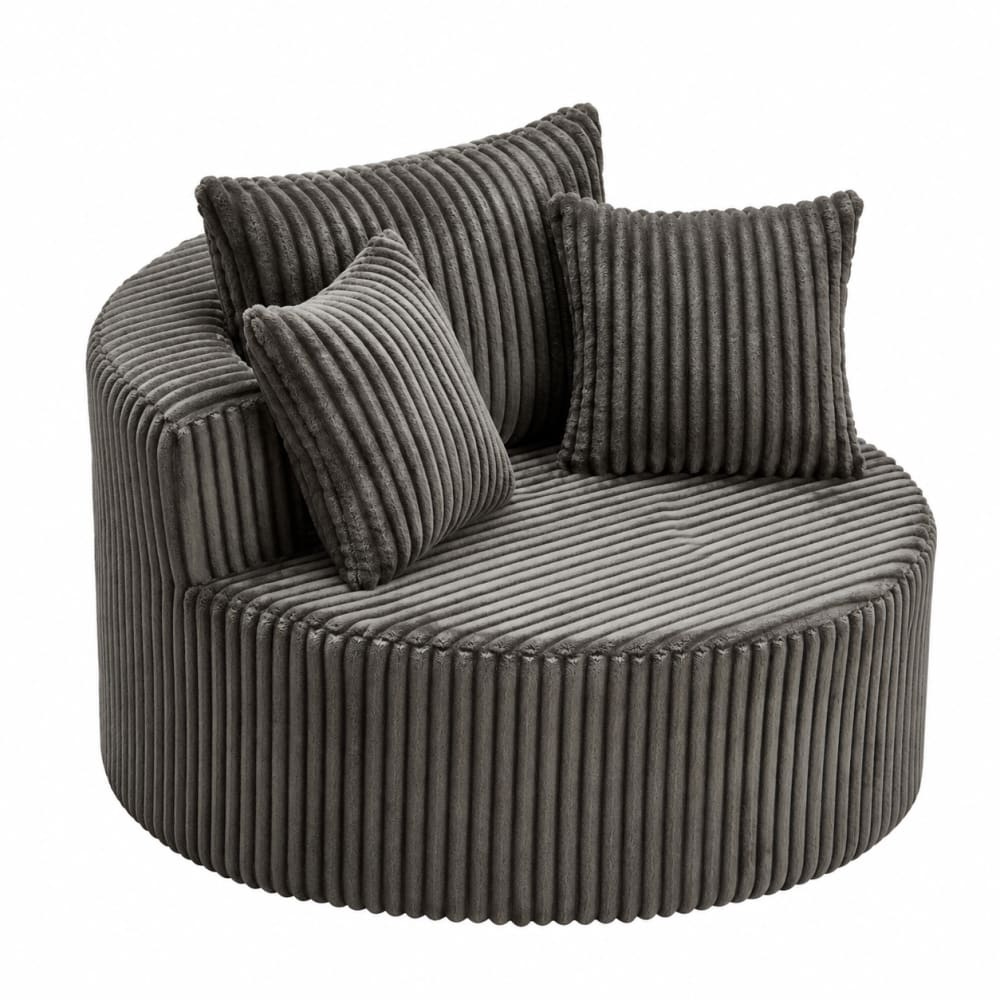 GOODSILO Oversized Round Swivel Accent Chair with Plush Upholstery and Matching Throw Pillows