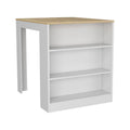 Kitchen Counter Dining Table with Side Shelves