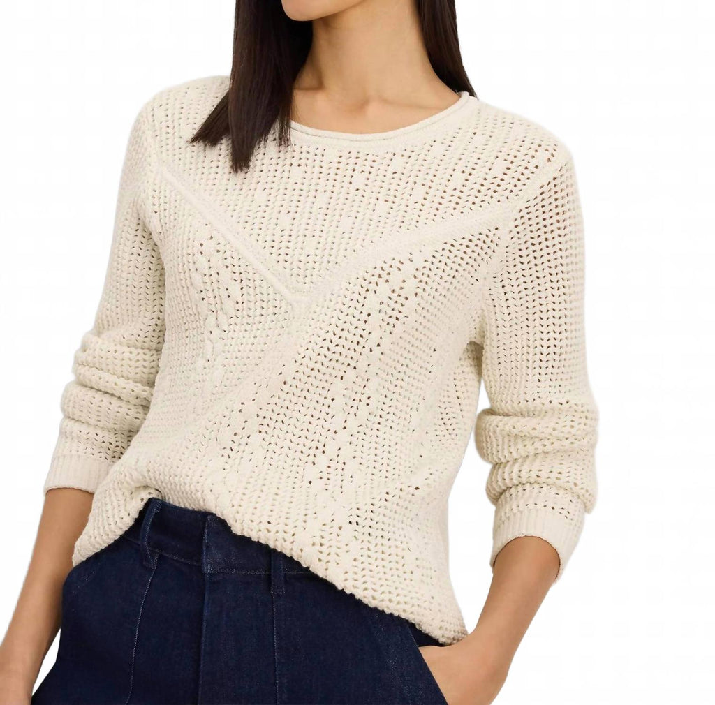Diamond Stitch Mix Sweater In Coconut
