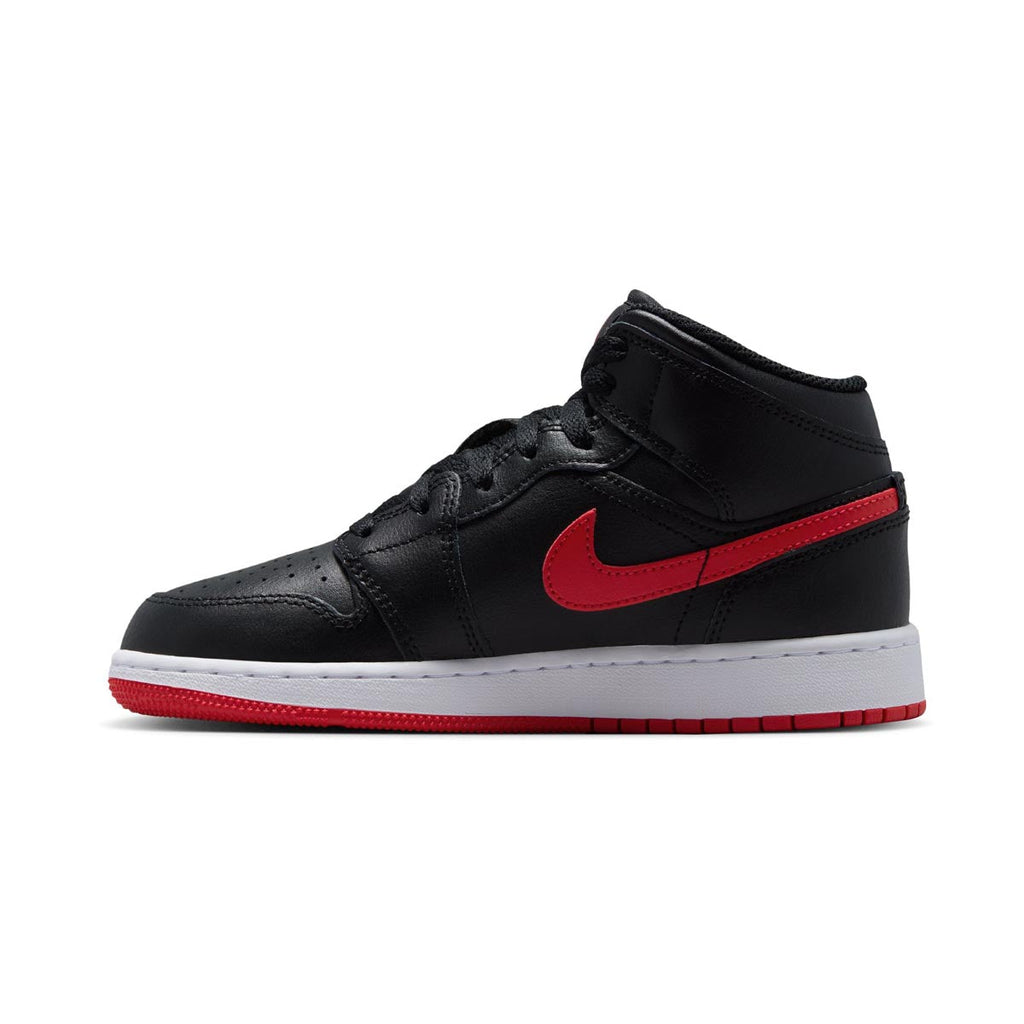 Air Jordan 1 Mid 'Black University Red' Big Kids' Shoes
