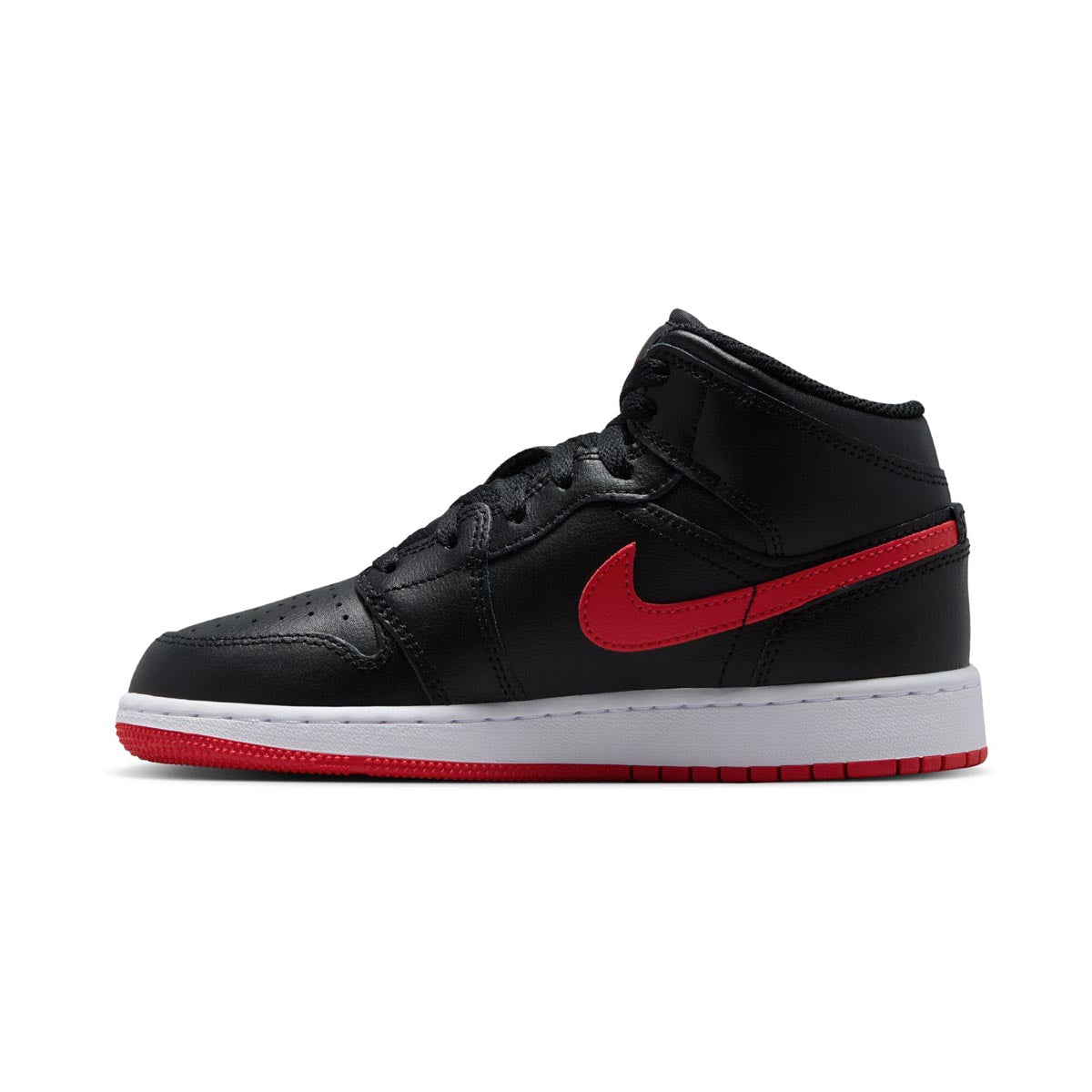 Air Jordan 1 Mid 'Black University Red' Big Kids' Shoes