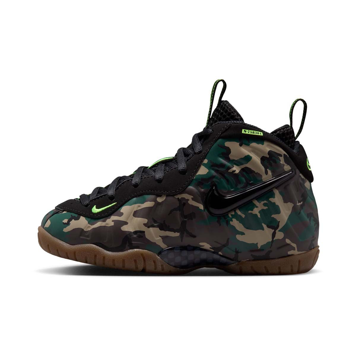 Nike Little Posite Pro Premium 'Black Voltage Green Gum' Little Kids' Shoes