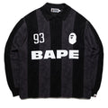 A Bathing Ape Sta Stripe Pattern Jacquard Multi Logo L/S Polo - Black