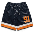 Criminal Damage Stadium Leather Shorts - Navy/Orange