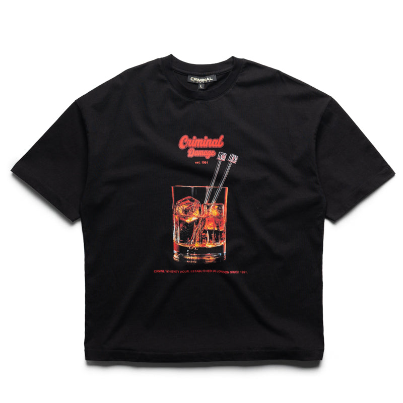 Criminal Damage Whiskey Hour Tee - Black/Orange