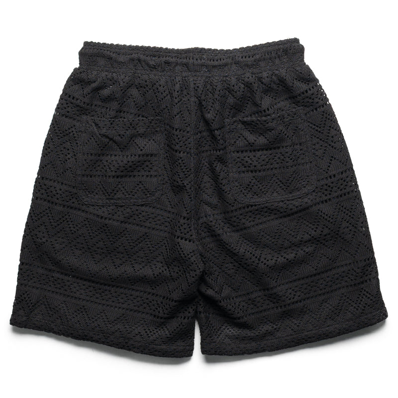 Honor The Gift Pointelle Crochet Drawcord Shorts - Black