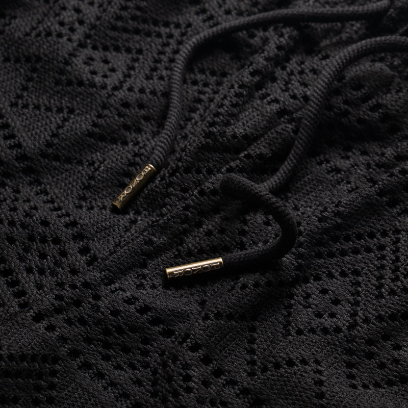Honor The Gift Pointelle Crochet Drawcord Shorts - Black