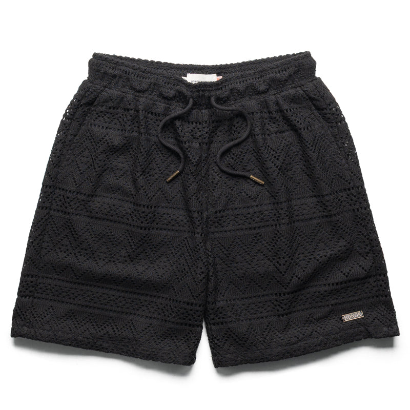 Honor The Gift Pointelle Crochet Drawcord Shorts - Black