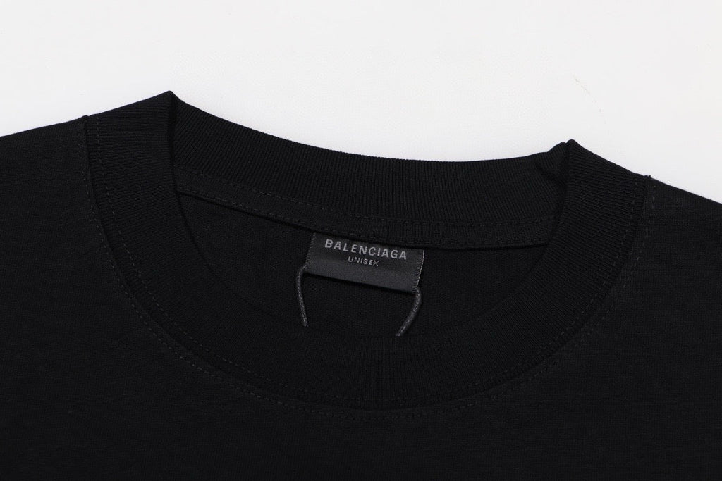 Balenciaga Distressed Lowercase Logo T-Shirt in Black & White