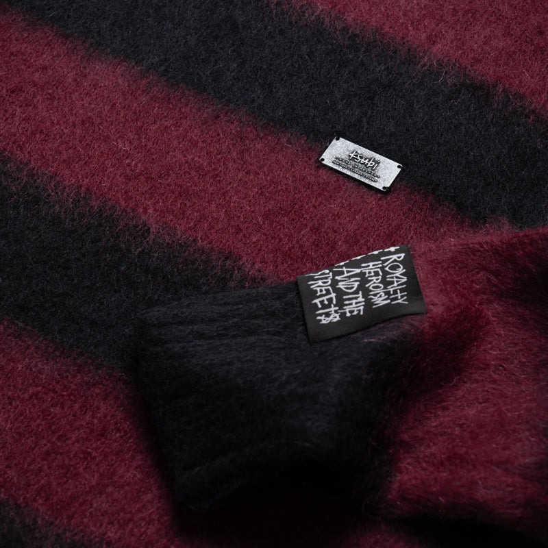 Ksubi Rugged Mohair Knit Ox Crewneck - Black/Burgundy