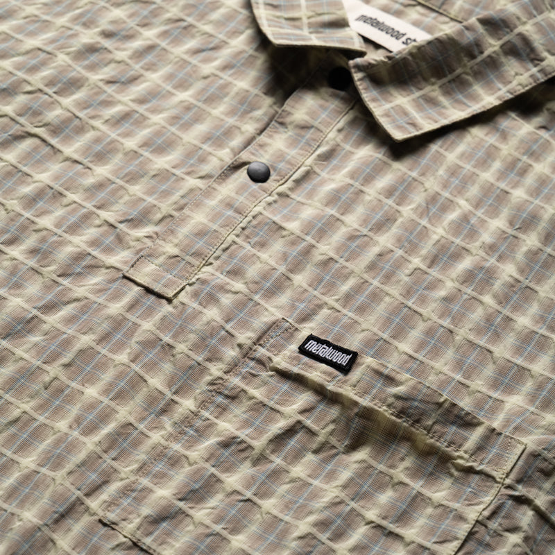 Metalwood Studio Oversized Snap Top Polo - Tan Plaid