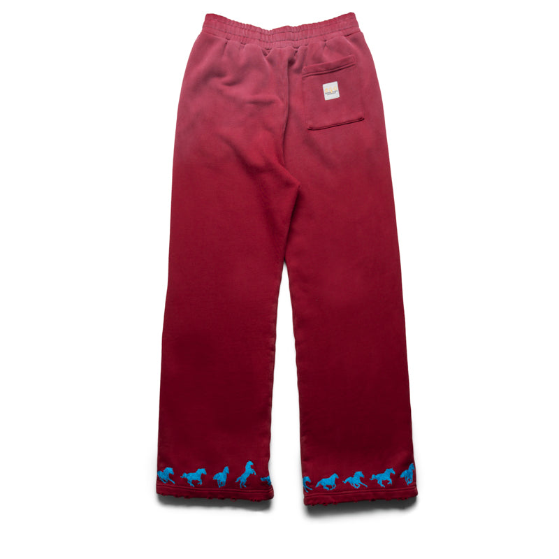 Nothing Grows Overnight Running Horse Sweatpants - Maroon