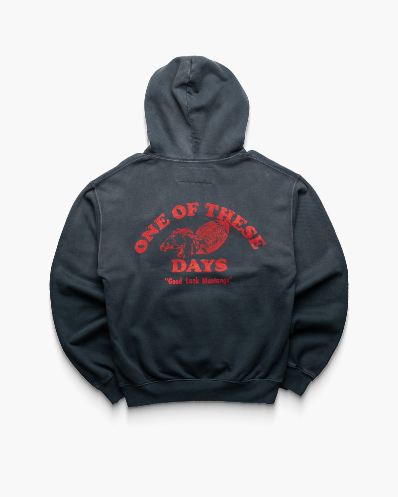 One Of These Days Good Luck Mustangs Hoodie - Sun Faded Black