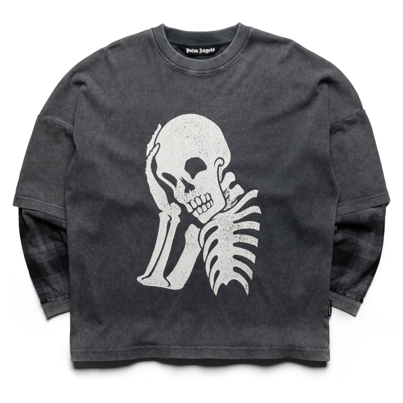 Palm Angels Skull Double Layer Shirt - Black/Off White