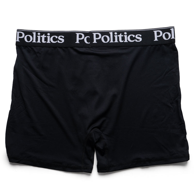 Politics Core Serif Logo Boxer Briefs (3 Pack) - Black
