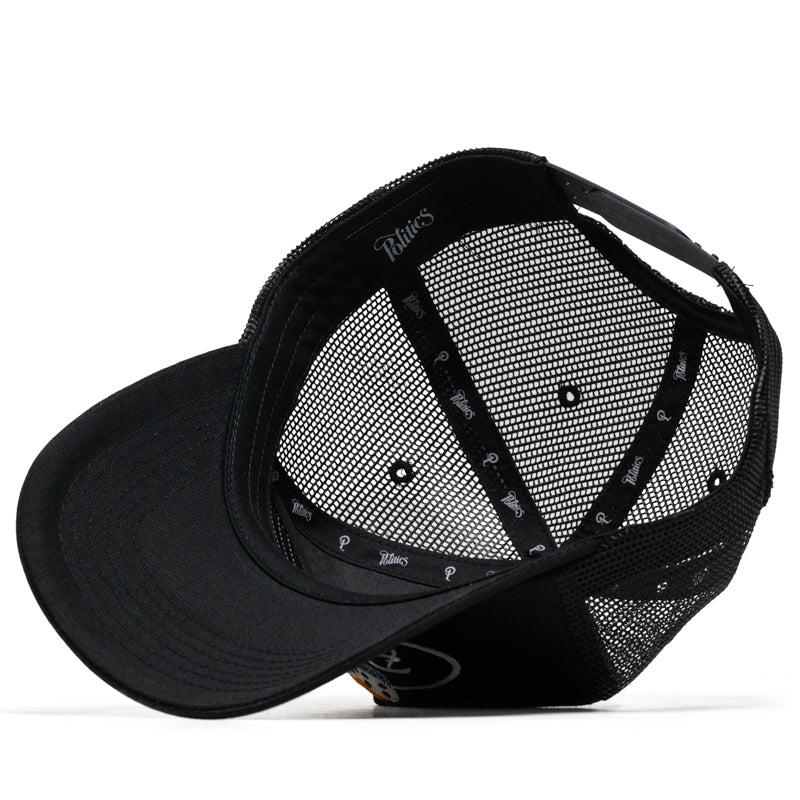 Politics Flaming Dice Trucker Hat - Black