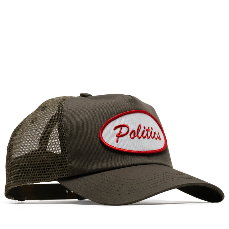 Politics Oval Trucker Hat - Olive