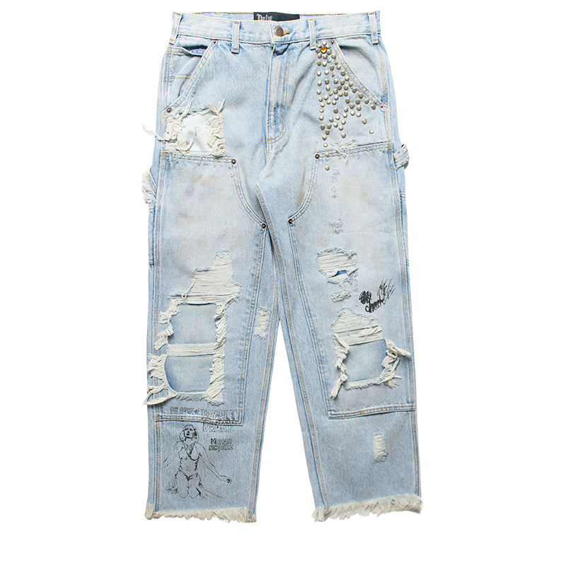 Paly Hollywood Busted Double Knee Jean - Indigo