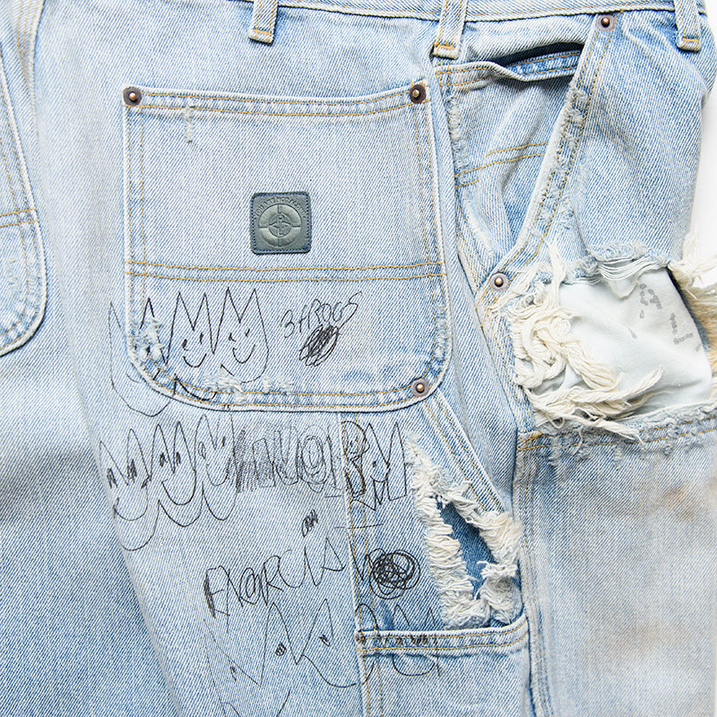 Paly Hollywood Busted Double Knee Jean - Indigo