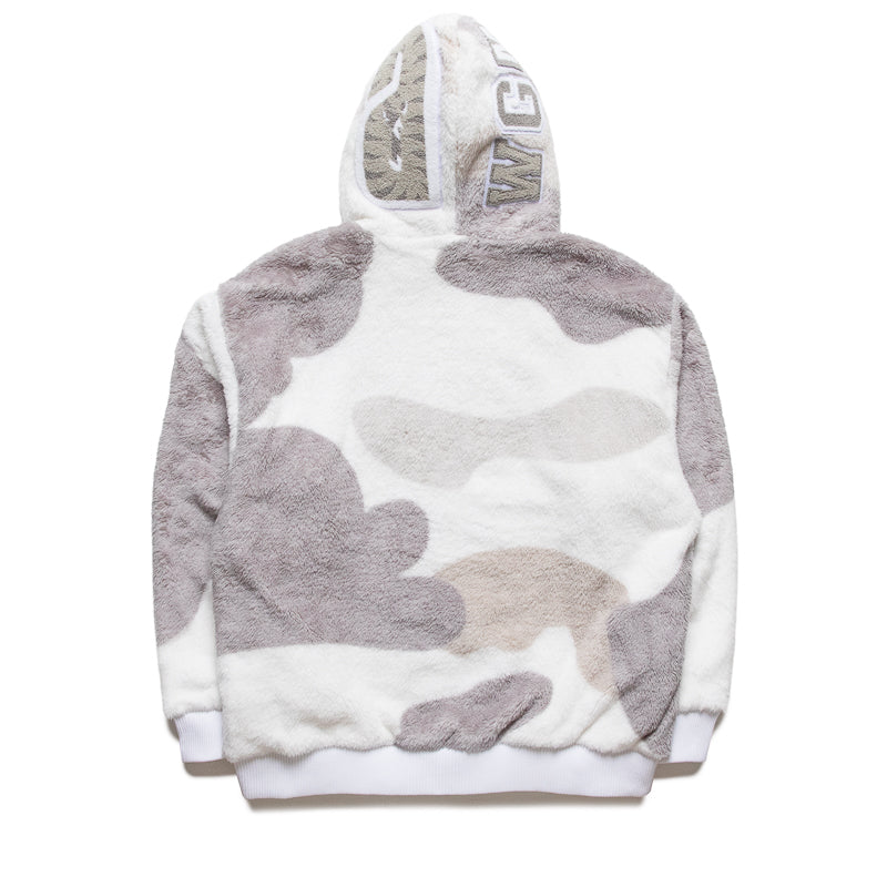 A Bathing Ape Color Camo Shark Full Zip Sherpa Jacket - White