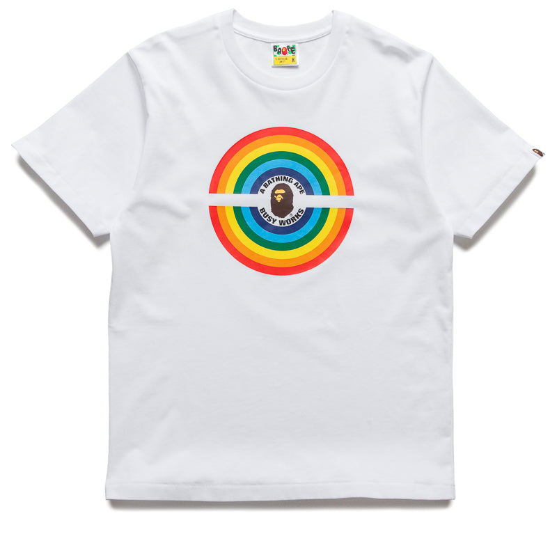 A Bathing Ape Rainbow Logo Busy Works Tee - White