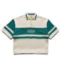Diet Starts Monday Fleece Panel Polo - Cream/Emerald